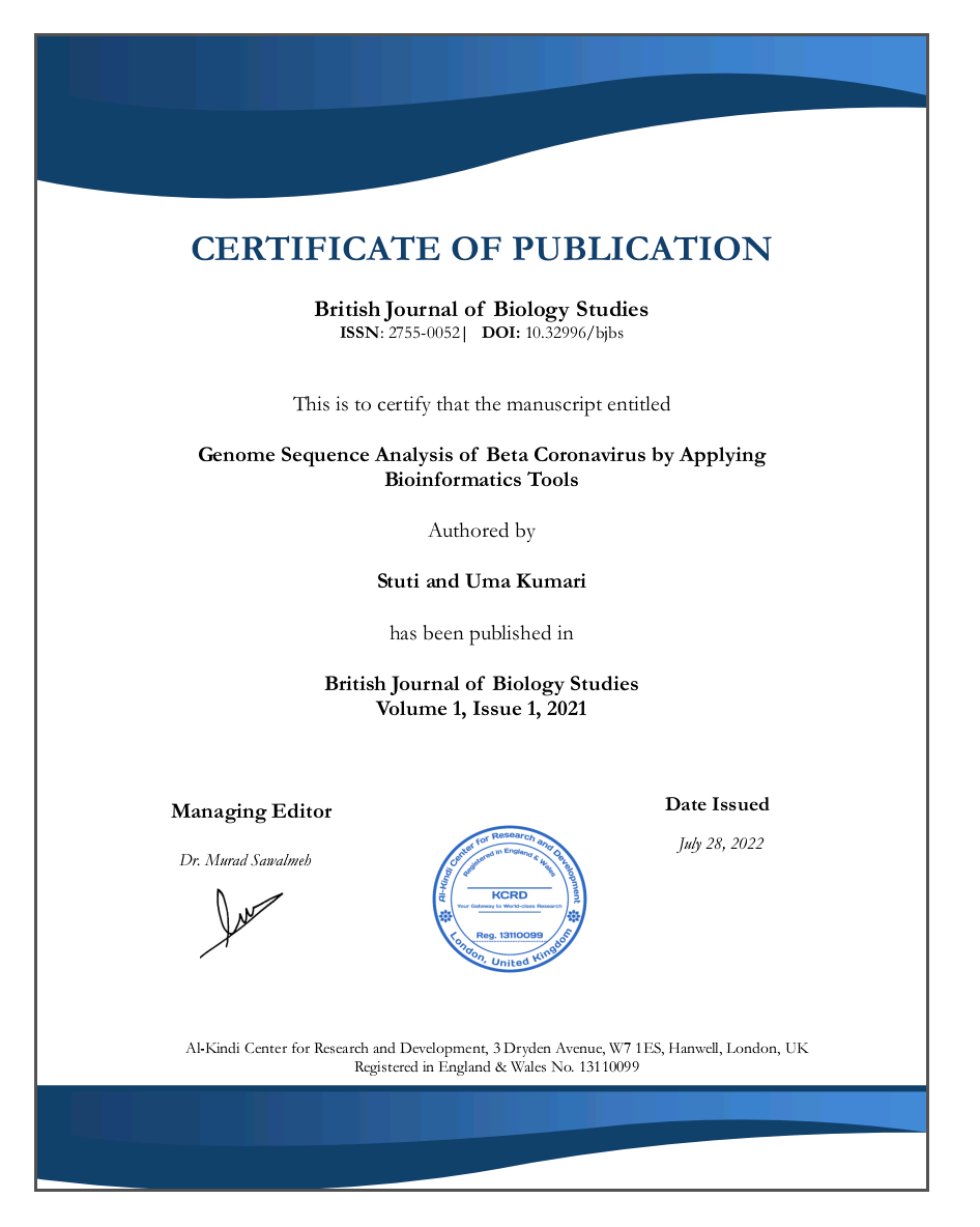 Certificate in British Journal 2021